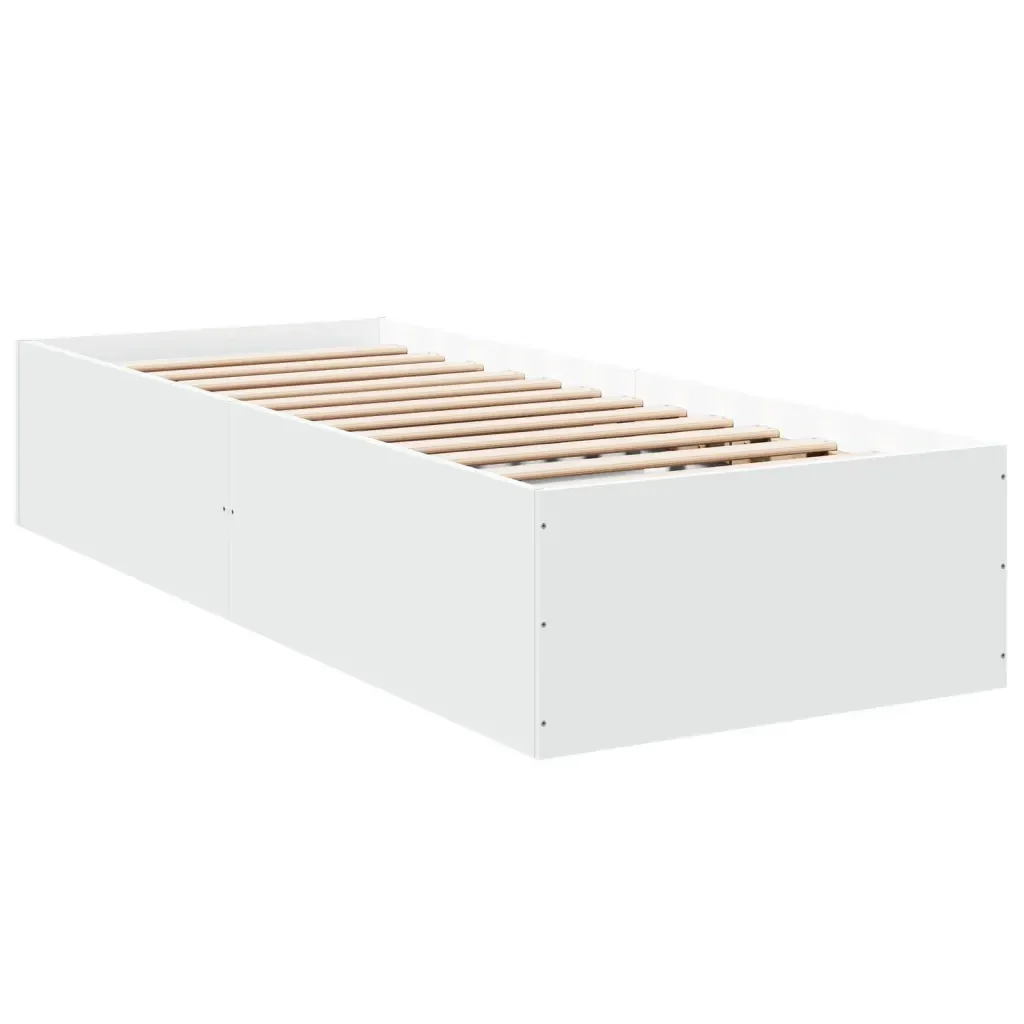 Letto singolo | Letto per adulti | Giroletto Bianco 90x200 cm in Legno Multistrato - Image 3