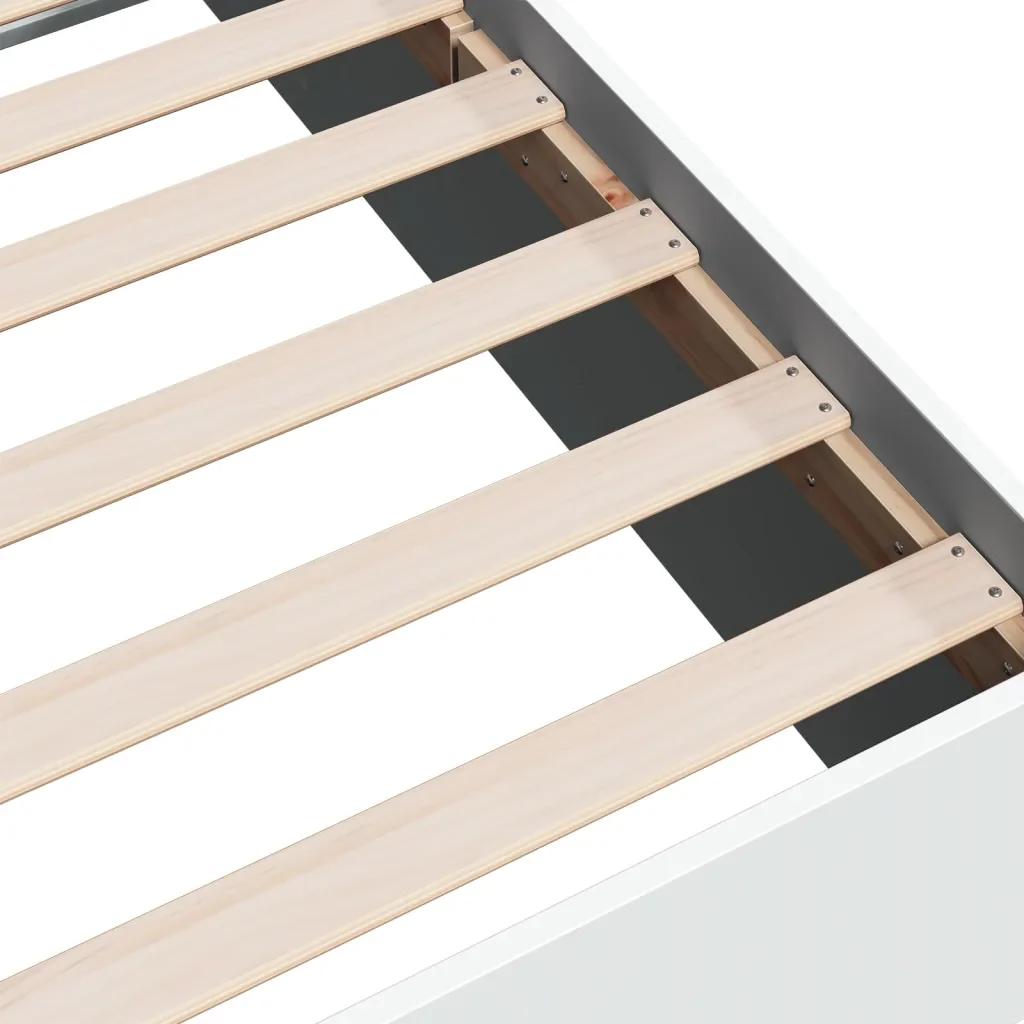 Letto singolo | Letto per adulti | Giroletto Bianco 90x200 cm in Legno Multistrato - Image 7