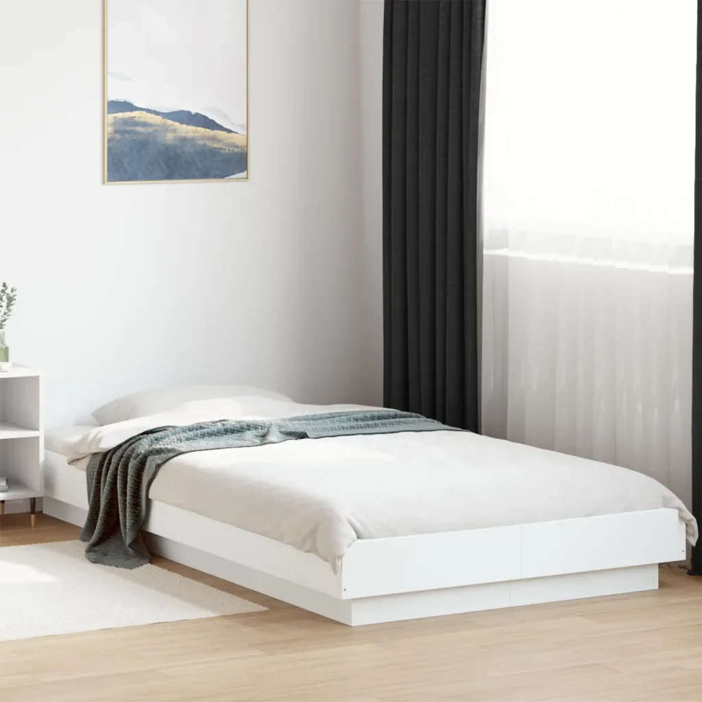 Letto singolo | Letto per adulti | Giroletto Bianco 90x200 cm in Legno Multistrato - Image 2