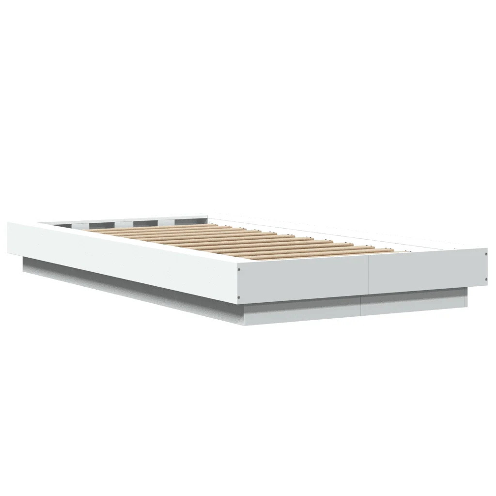 Letto singolo | Letto per adulti | Giroletto Bianco 90x200 cm in Legno Multistrato - Image 6