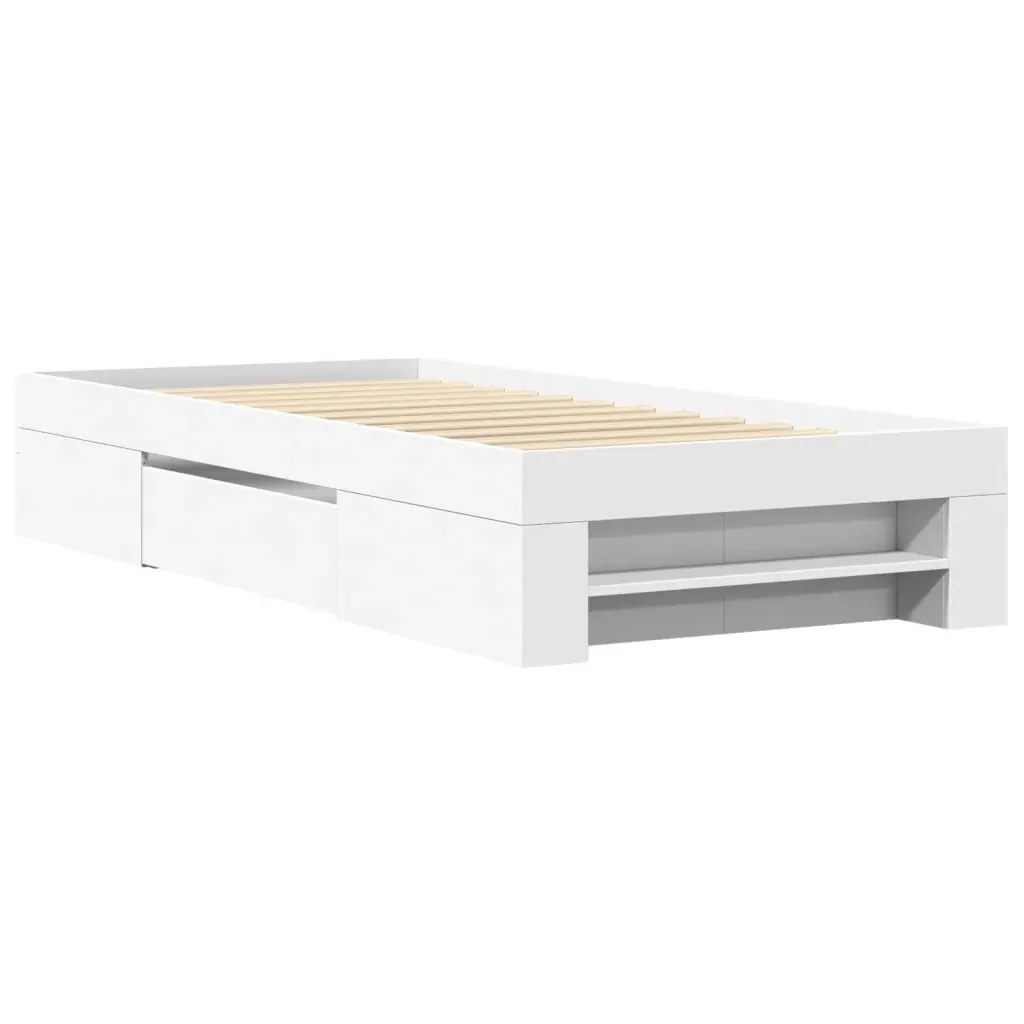 Letto singolo | Letto per adulti | Giroletto Bianco 90x200 cm in Legno Multistrato - Image 3