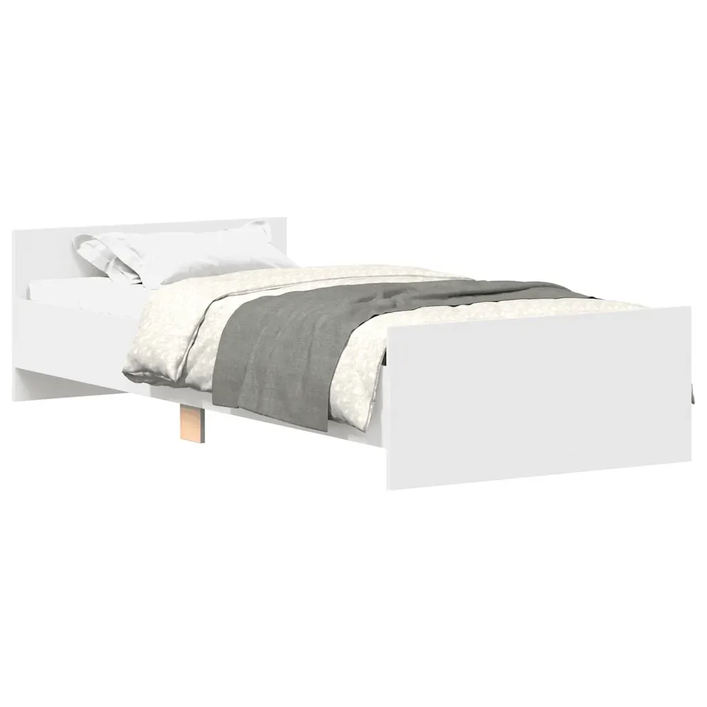 Letto singolo | Letto per adulti | Giroletto Bianco 90x200 cm in Legno Multistrato