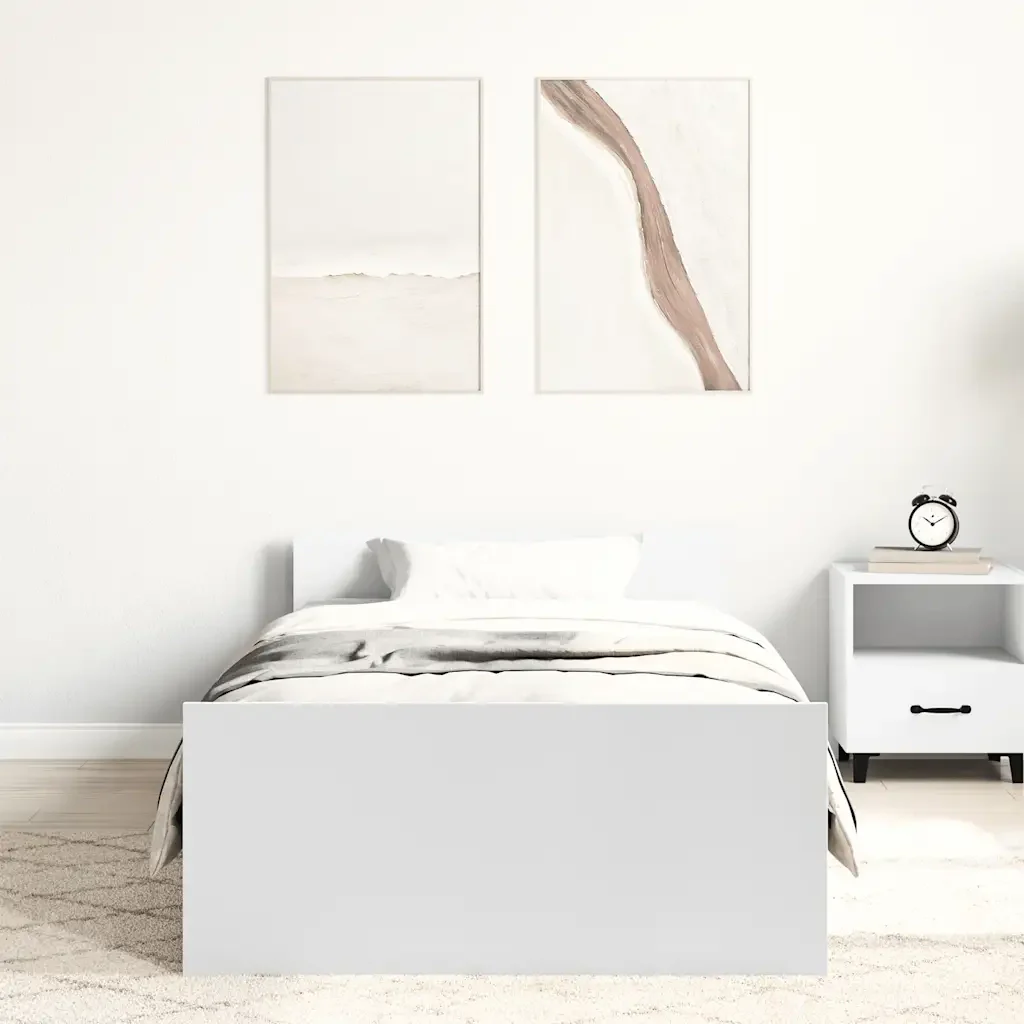 Letto singolo | Letto per adulti | Giroletto Bianco 90x200 cm in Legno Multistrato - Image 3