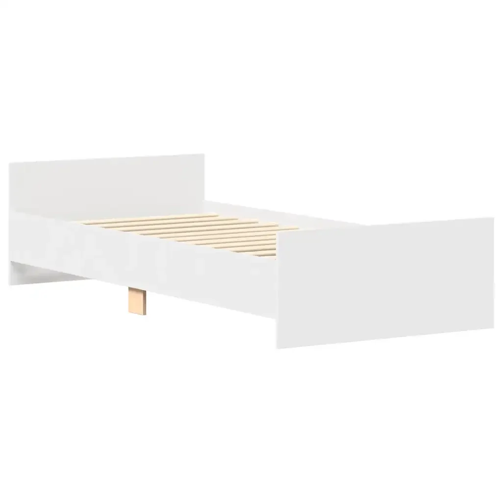 Letto singolo | Letto per adulti | Giroletto Bianco 90x200 cm in Legno Multistrato - Image 5