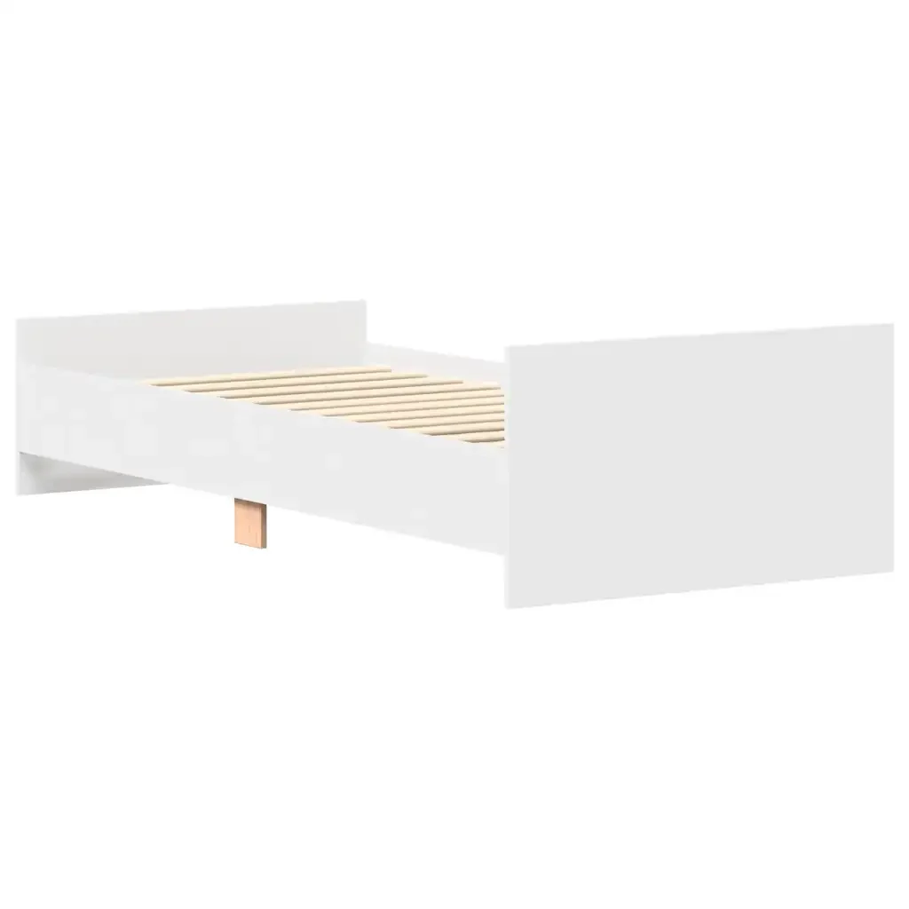 Letto singolo | Letto per adulti | Giroletto Bianco 90x200 cm in Legno Multistrato - Image 7