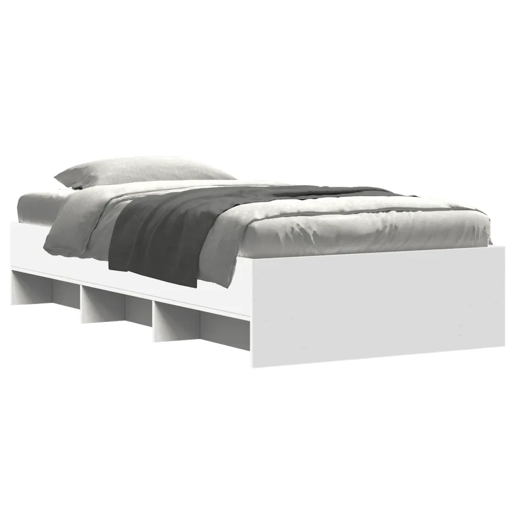 Letto singolo | Letto per adulti | Giroletto Bianco 90x200 cm in Legno Multistrato - Image 3