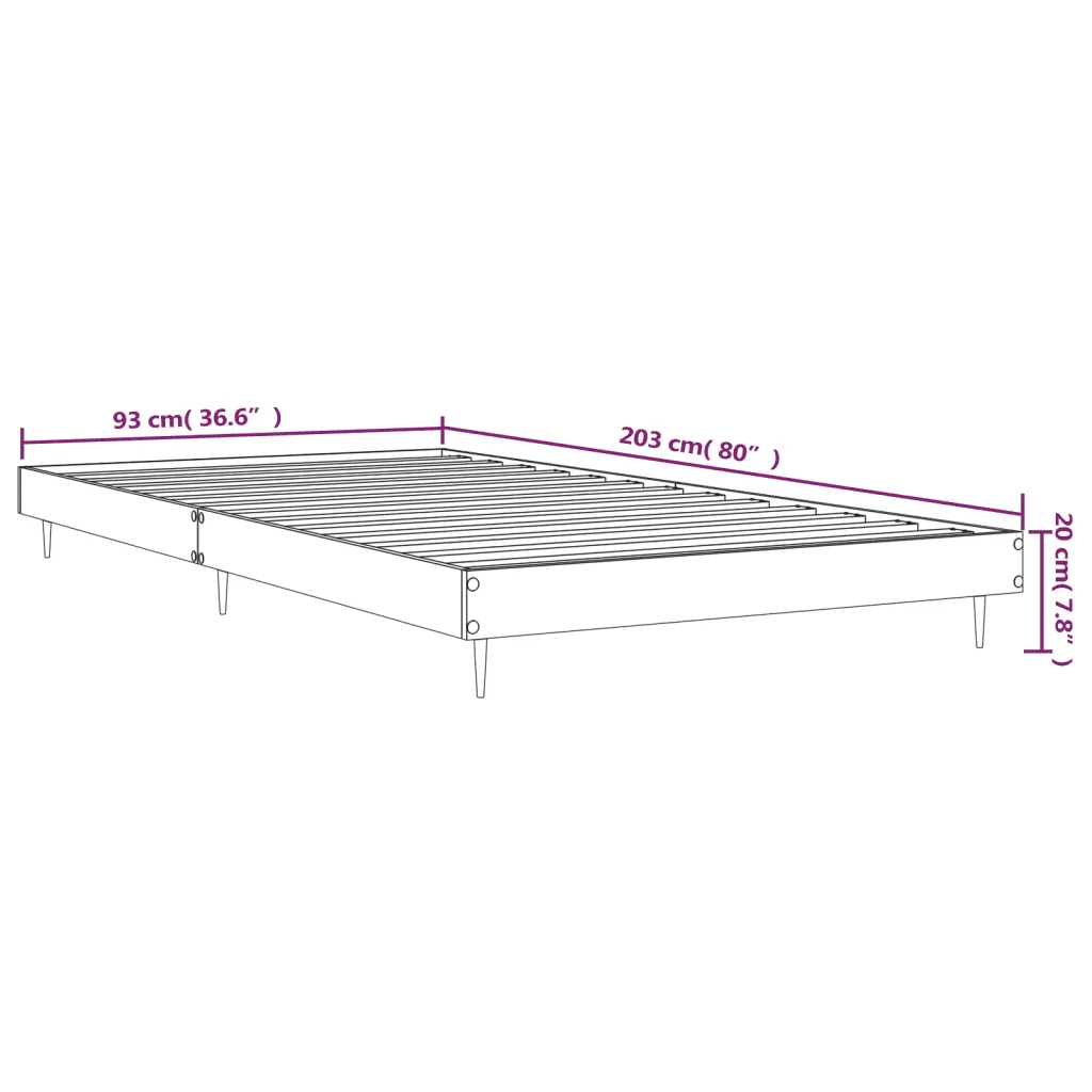 Letto singolo | Letto per adulti | Giroletto Bianco 90x200 cm in Legno Multistrato - Image 10