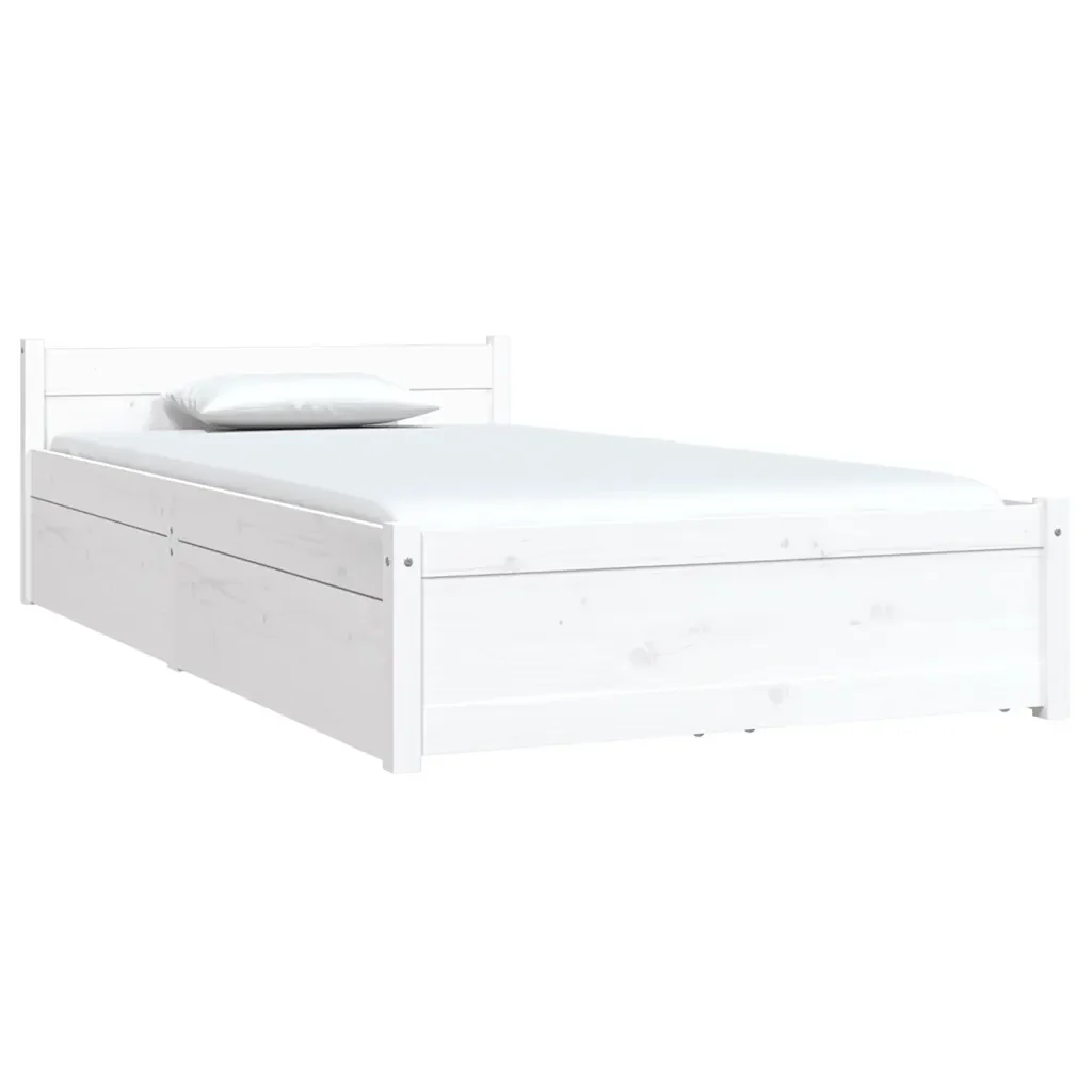 Letto singolo | Letto per adulti | Giroletto Bianco con Cassetti 90x190 cm Single - Image 3