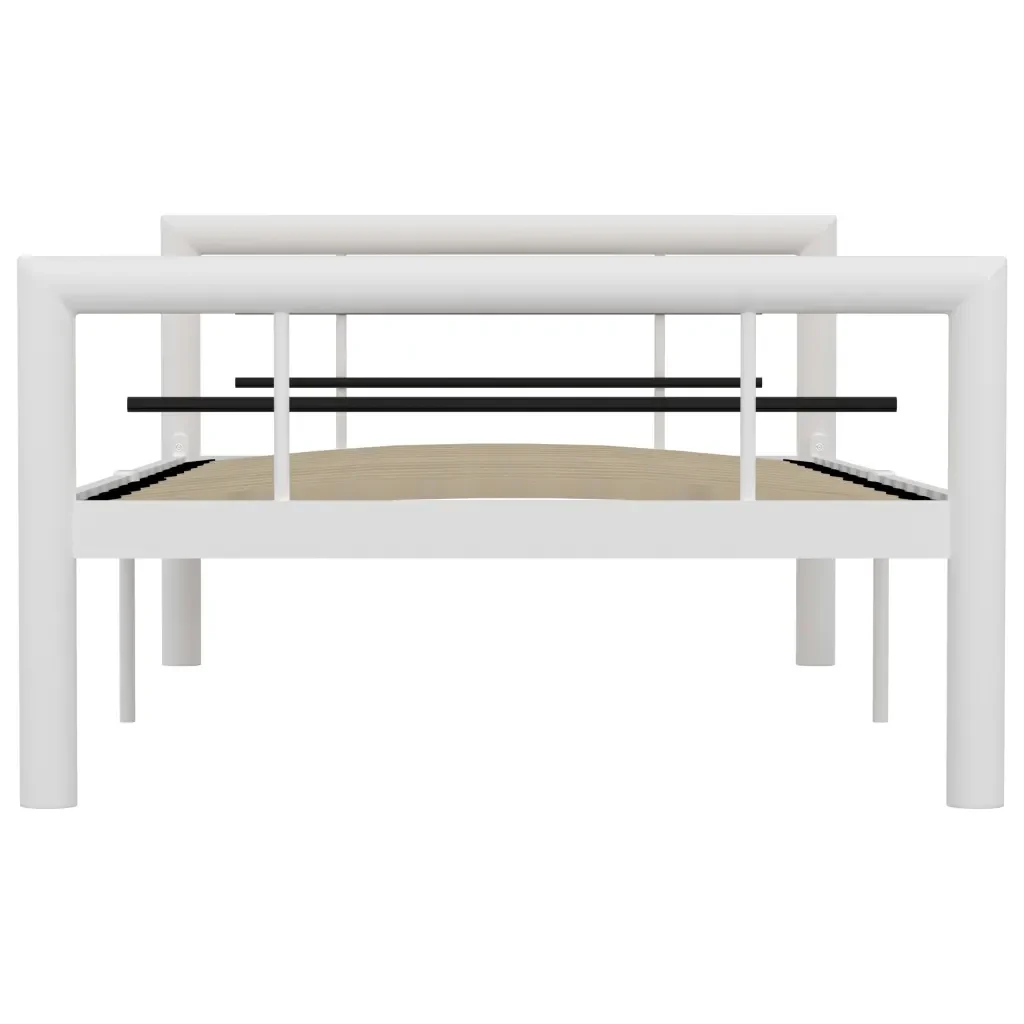 Letto singolo | Letto per adulti | Giroletto Bianco e Nero in Metallo 100x200 cm - Image 4