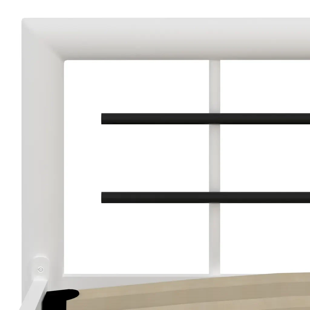 Letto singolo | Letto per adulti | Giroletto Bianco e Nero in Metallo 100x200 cm - Image 5