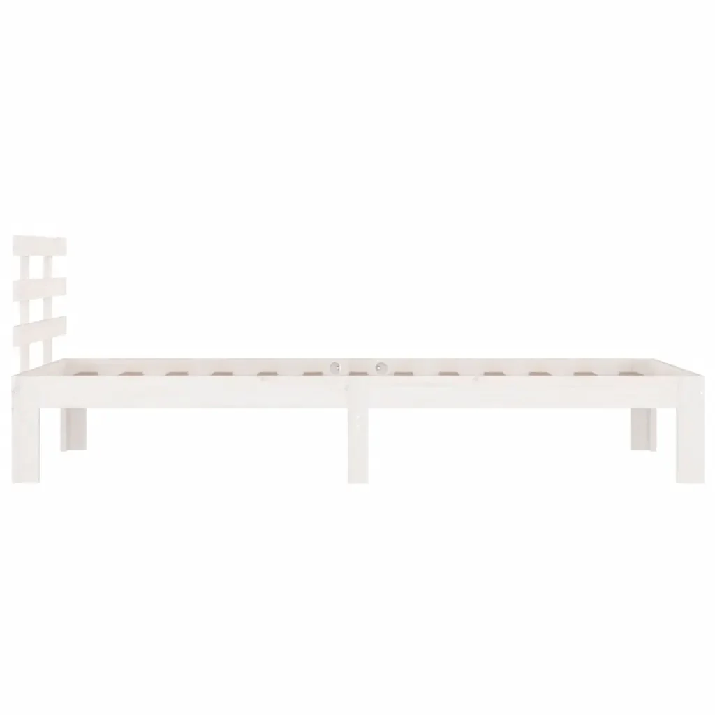 Letto singolo | Letto per adulti | Giroletto Bianco in Legno Massello 100x200 cm - Image 5