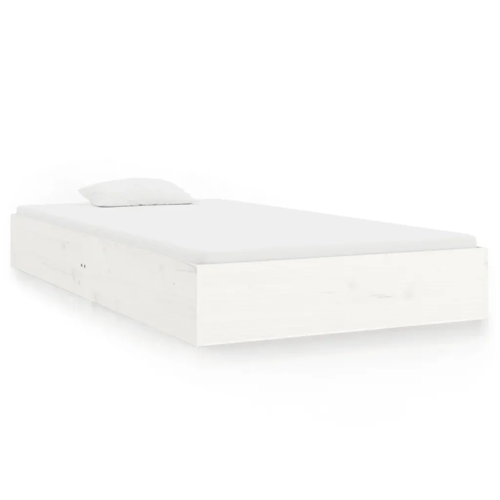 Letto singolo | Letto per adulti | Giroletto Bianco in Legno Massello 100x200 cm