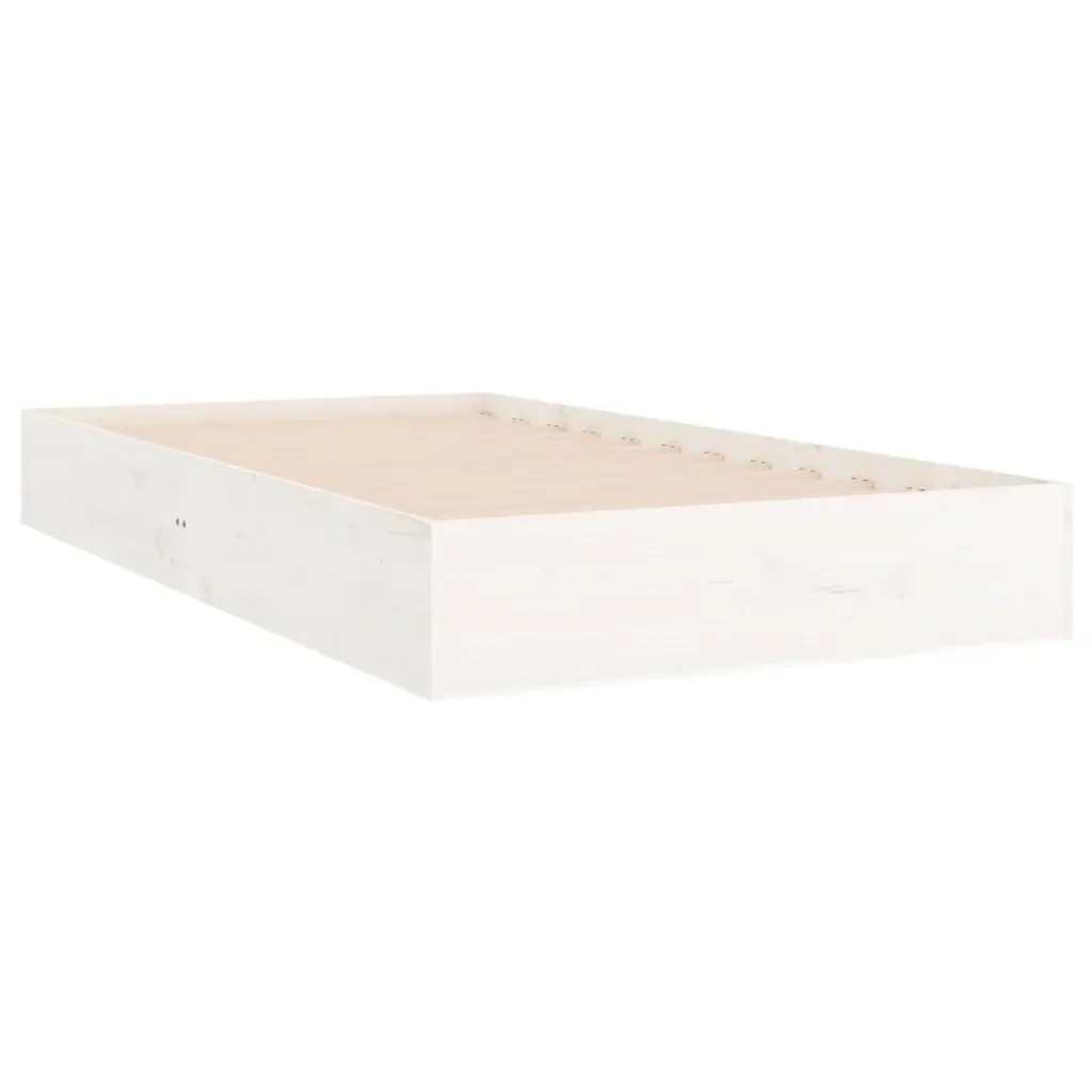 Letto singolo | Letto per adulti | Giroletto Bianco in Legno Massello 100x200 cm - Image 4