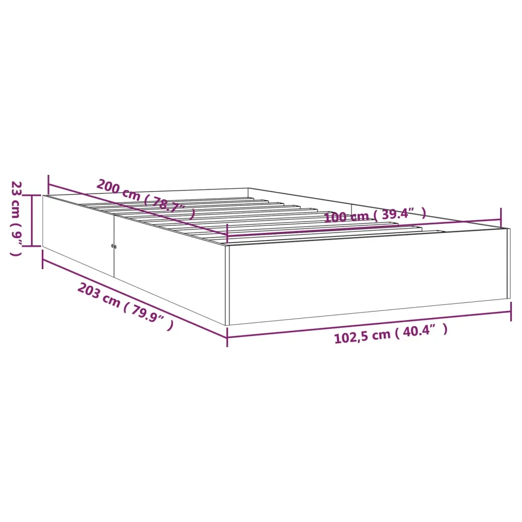 Letto singolo | Letto per adulti | Giroletto Bianco in Legno Massello 100x200 cm - Image 9