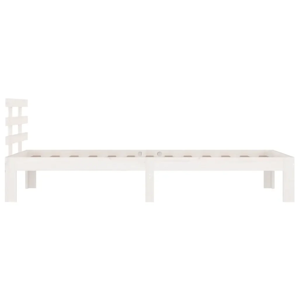 Letto singolo | Letto per adulti | Giroletto Bianco in Legno Massello 75x190 cm Small Single - Image 5