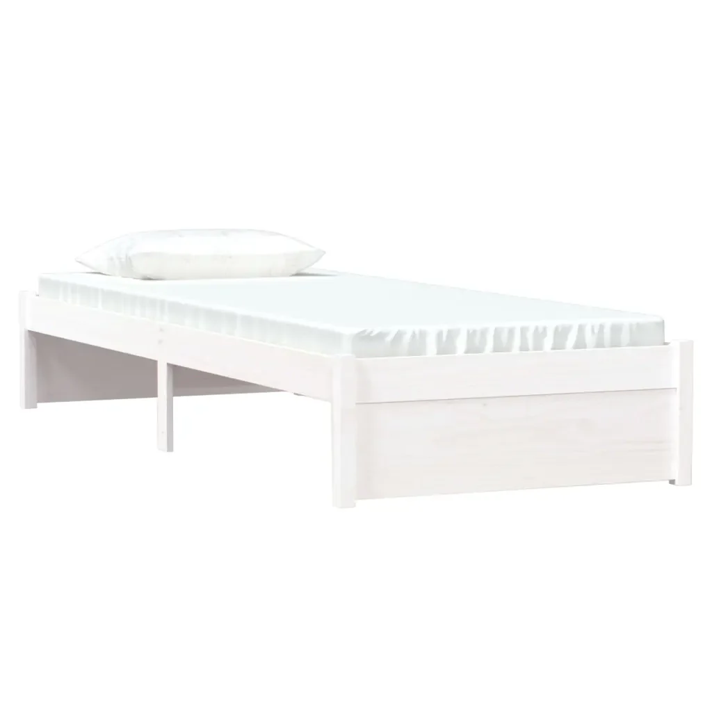 Letto singolo | Letto per adulti | Giroletto Bianco in Legno Massello 75x190 cm Small Single - Image 3