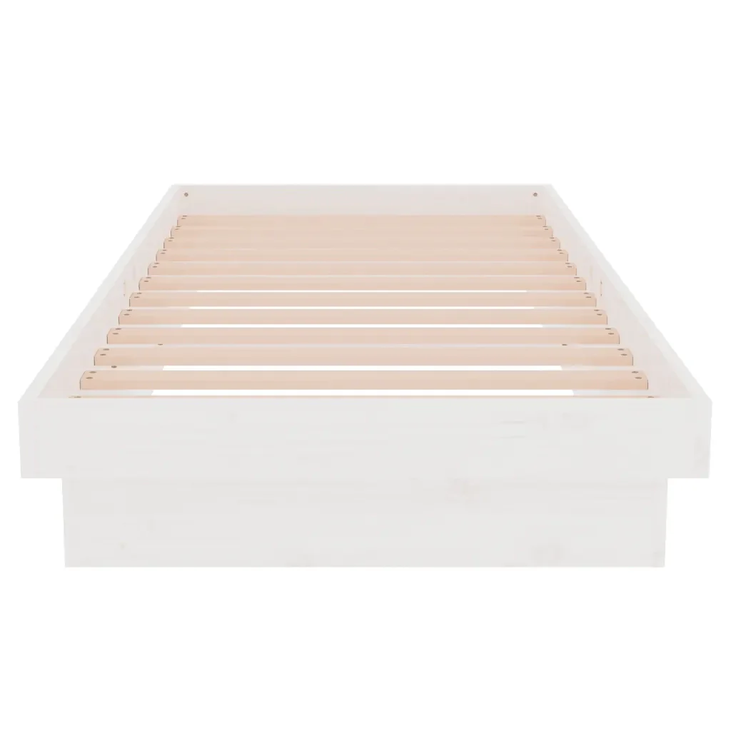 Letto singolo | Letto per adulti | Giroletto Bianco in Legno Massello 75x190 cm Small Single - Image 5