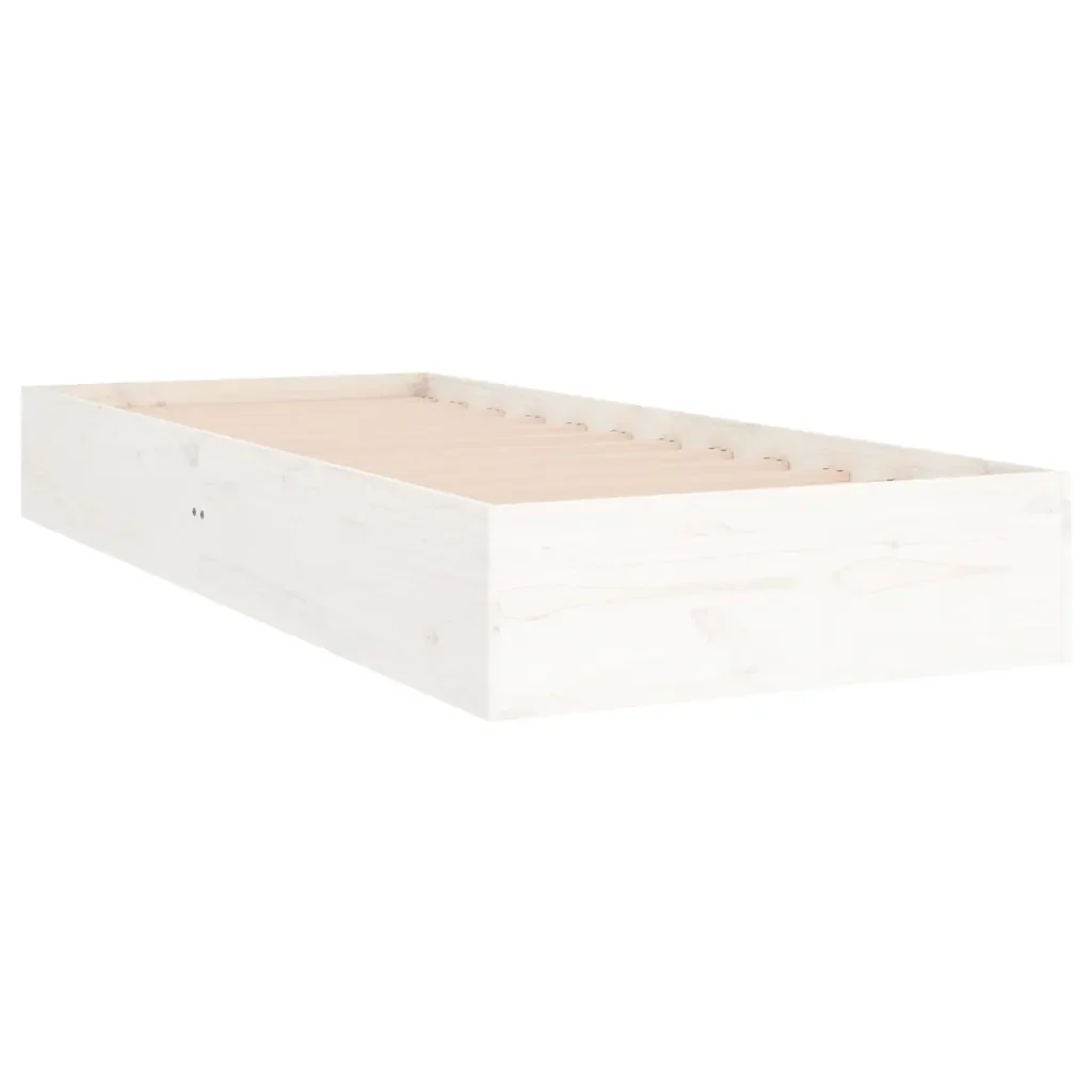 Letto singolo | Letto per adulti | Giroletto Bianco in Legno Massello 75x190 cm Small Single - Image 3