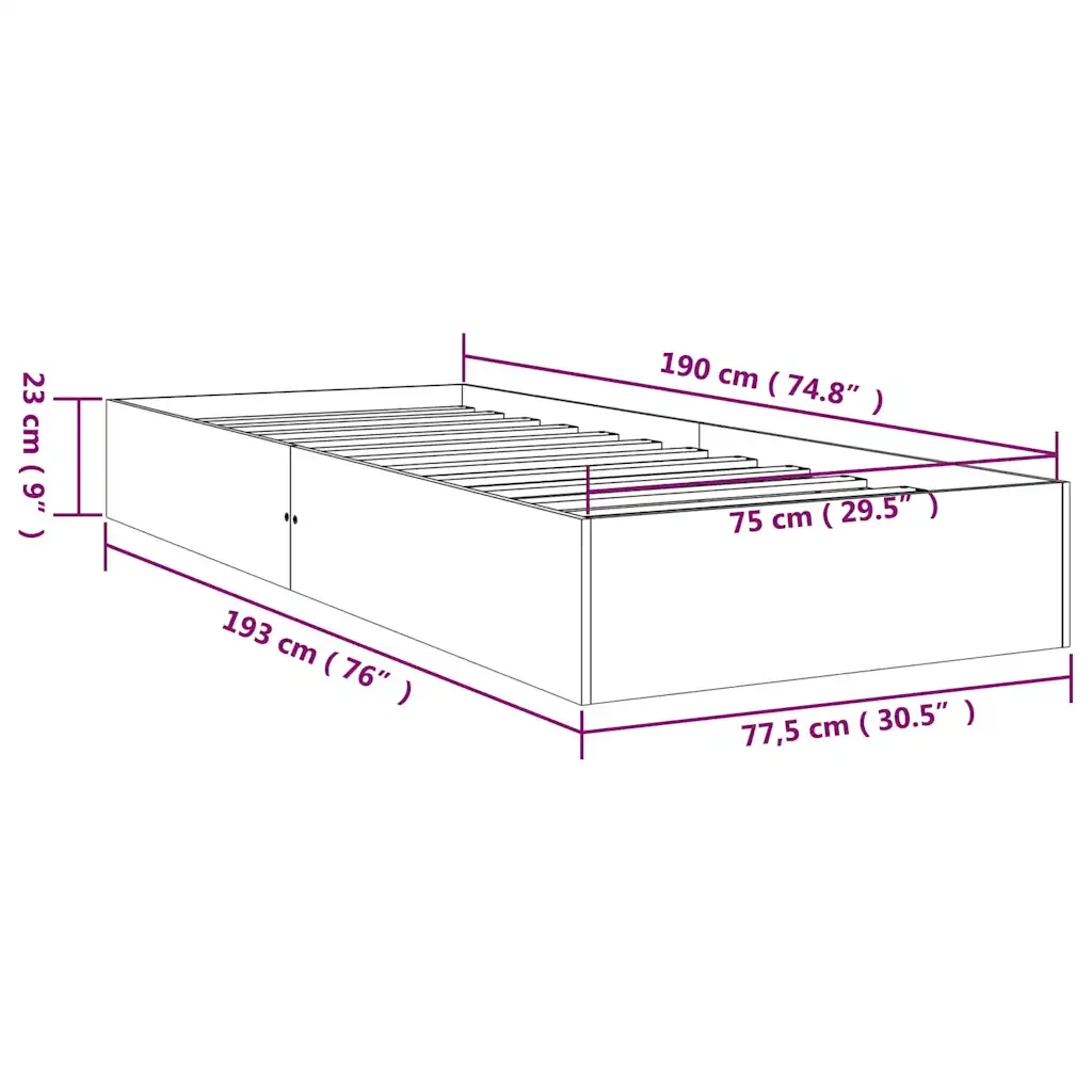 Letto singolo | Letto per adulti | Giroletto Bianco in Legno Massello 75x190 cm Small Single - Image 8