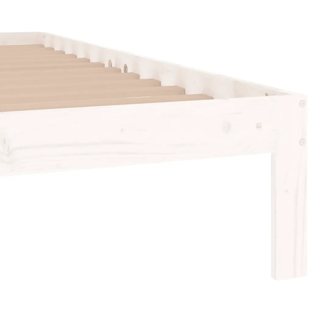 Letto singolo | Letto per adulti | Giroletto Bianco in Legno Massello 75x190 cm Small Single - Image 6