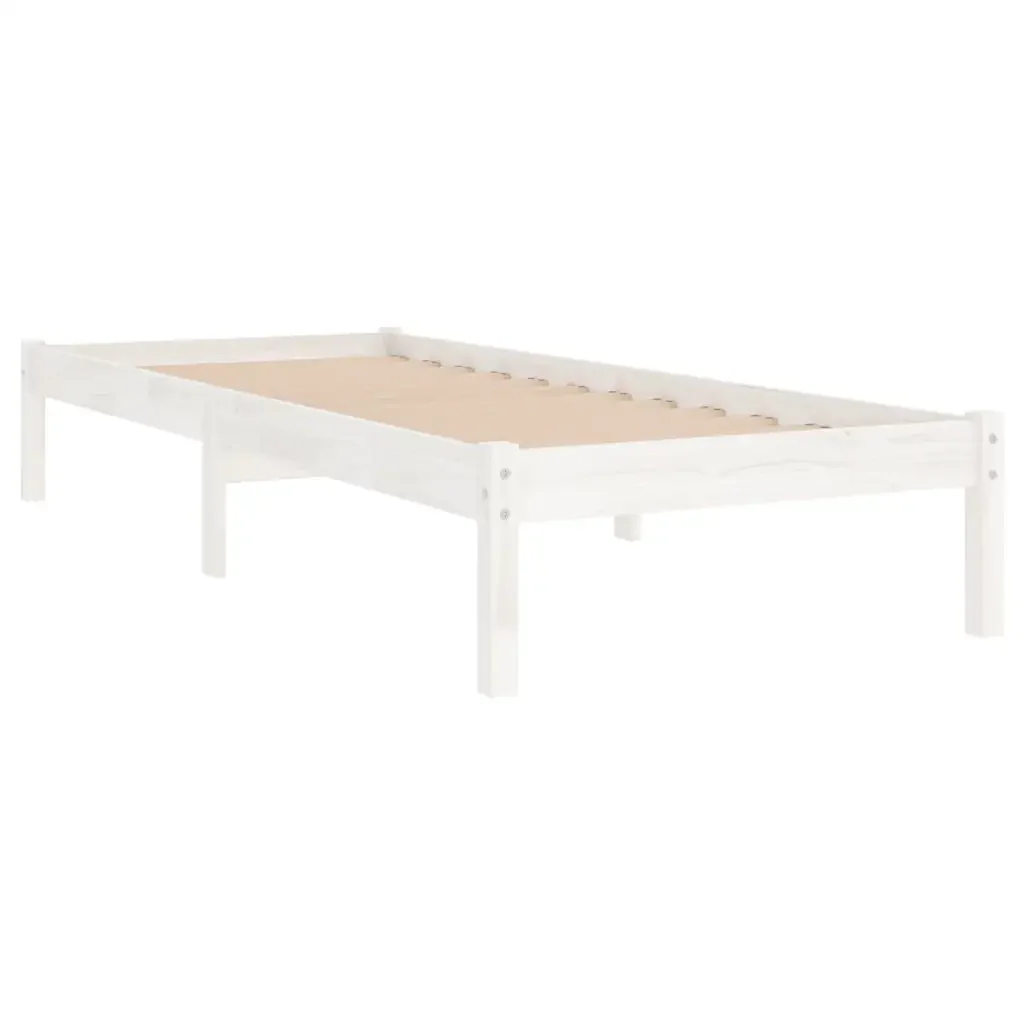 Letto singolo | Letto per adulti | Giroletto Bianco in Legno Massello 75x190 cm Small Single - Image 3