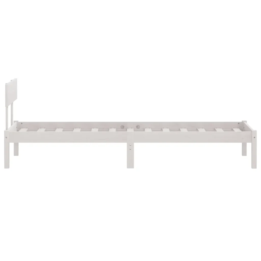 Letto singolo | Letto per adulti | Giroletto Bianco in Legno Massello 75x190 cm Small Single - Image 5