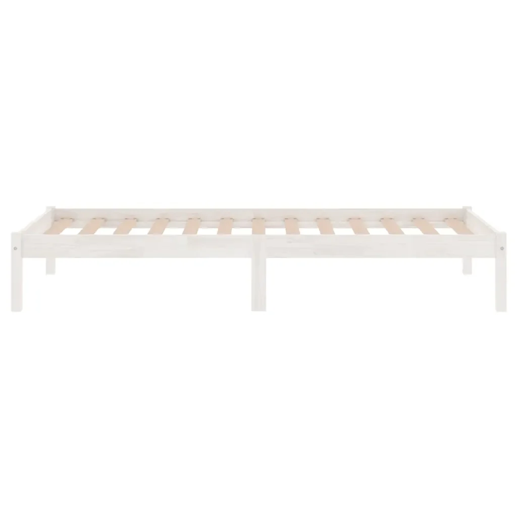 Letto singolo | Letto per adulti | Giroletto Bianco in Legno Massello 90x190 cm Single - Image 5