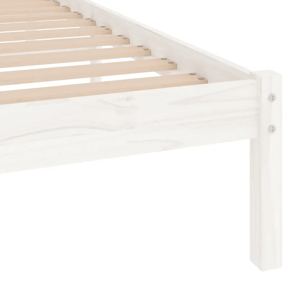 Letto singolo | Letto per adulti | Giroletto Bianco in Legno Massello 90x190 cm Single - Image 6
