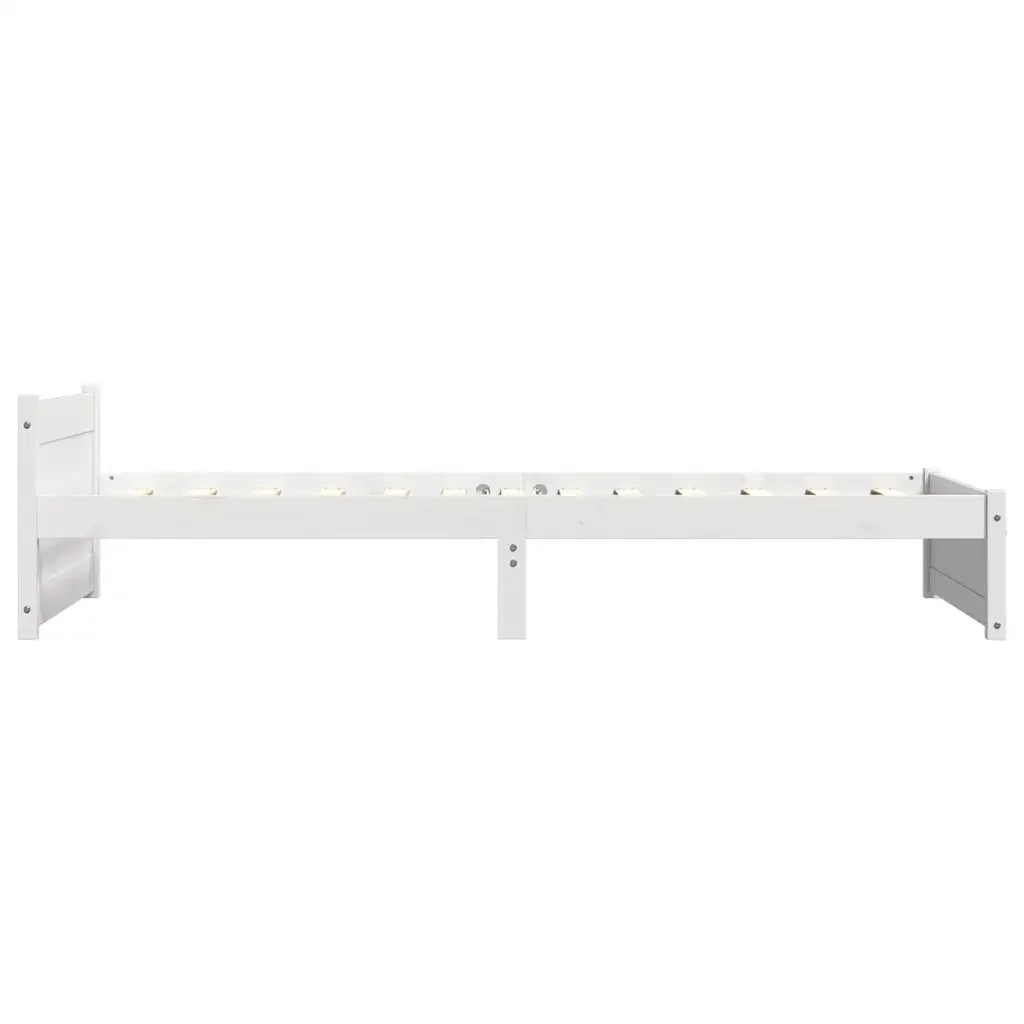 Letto singolo | Letto per adulti | Giroletto Bianco in Legno Massello 90x190 cm Single - Image 5
