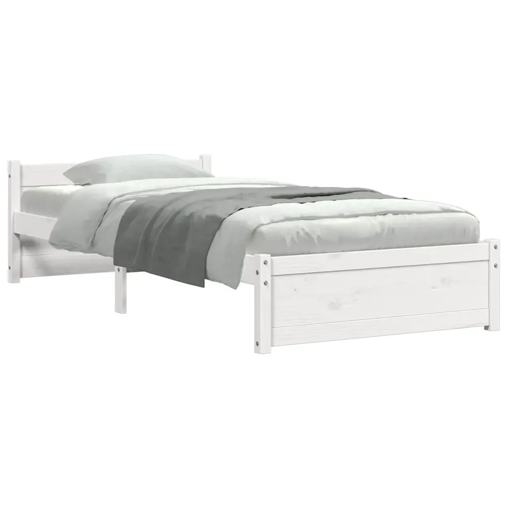 Letto singolo | Letto per adulti | Giroletto Bianco in Legno Massello 90x190 cm Single - Image 7