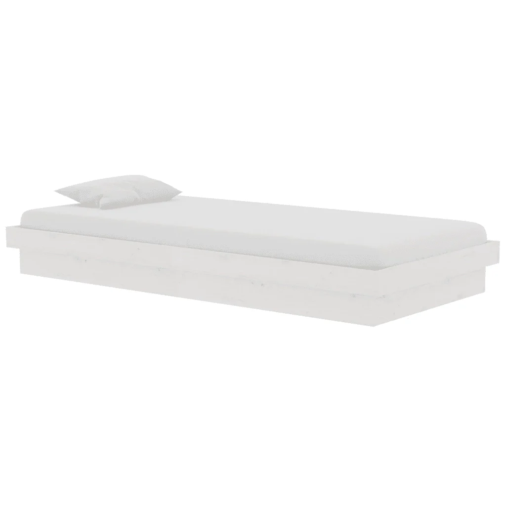 Letto singolo | Letto per adulti | Giroletto Bianco in Legno Massello 90x190 cm Single - Image 3