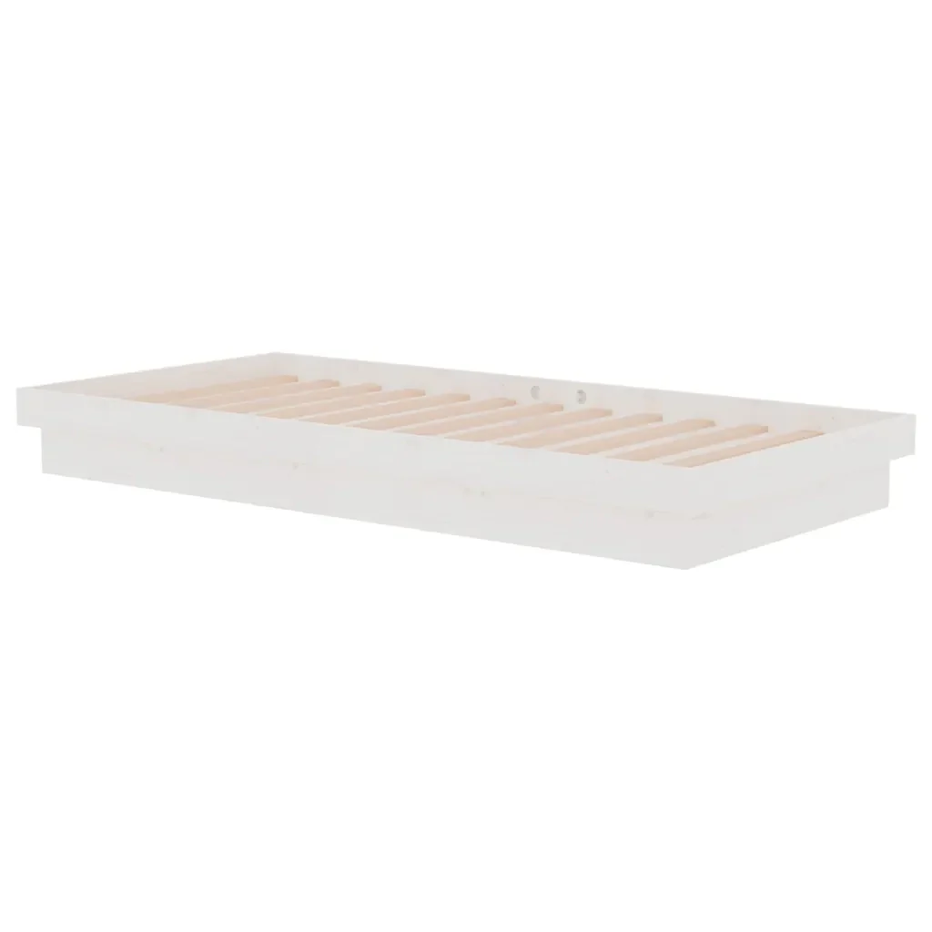 Letto singolo | Letto per adulti | Giroletto Bianco in Legno Massello 90x190 cm Single - Image 4