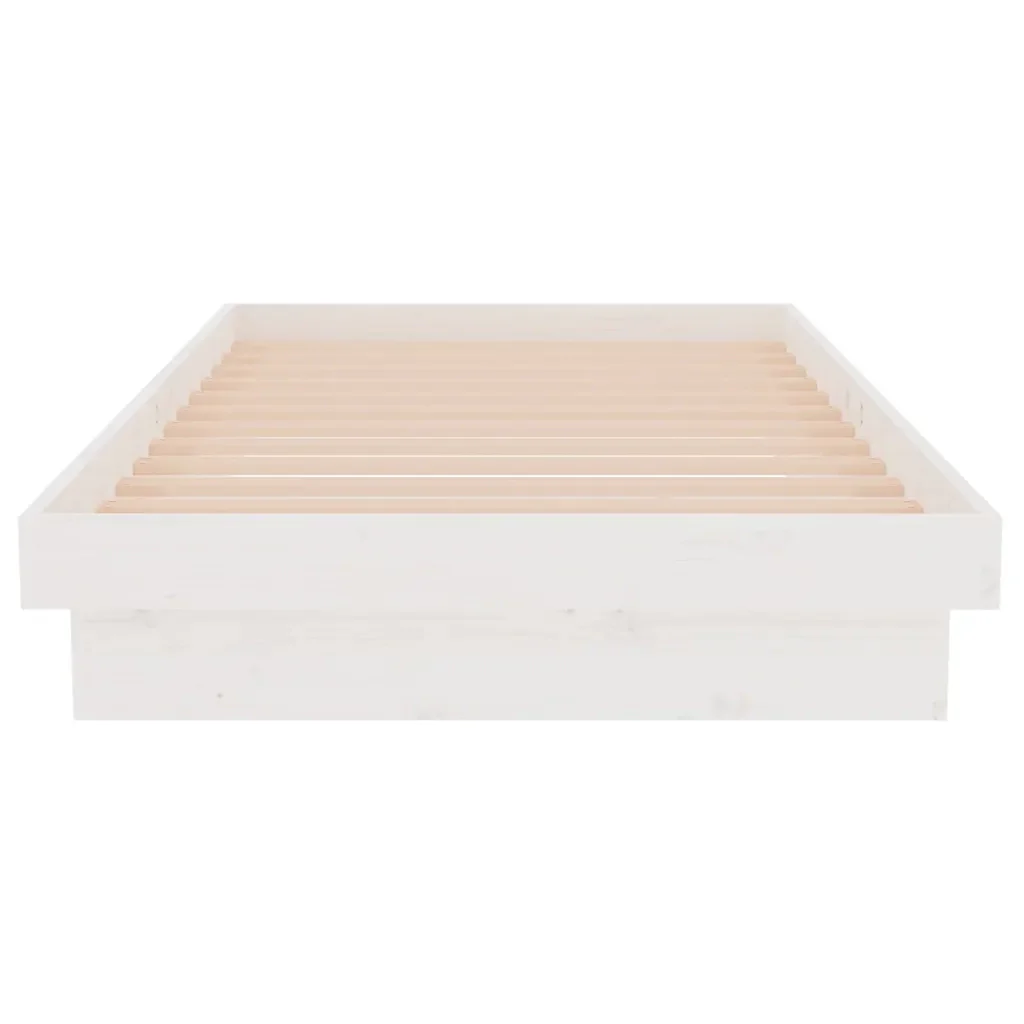 Letto singolo | Letto per adulti | Giroletto Bianco in Legno Massello 90x190 cm Single - Image 5