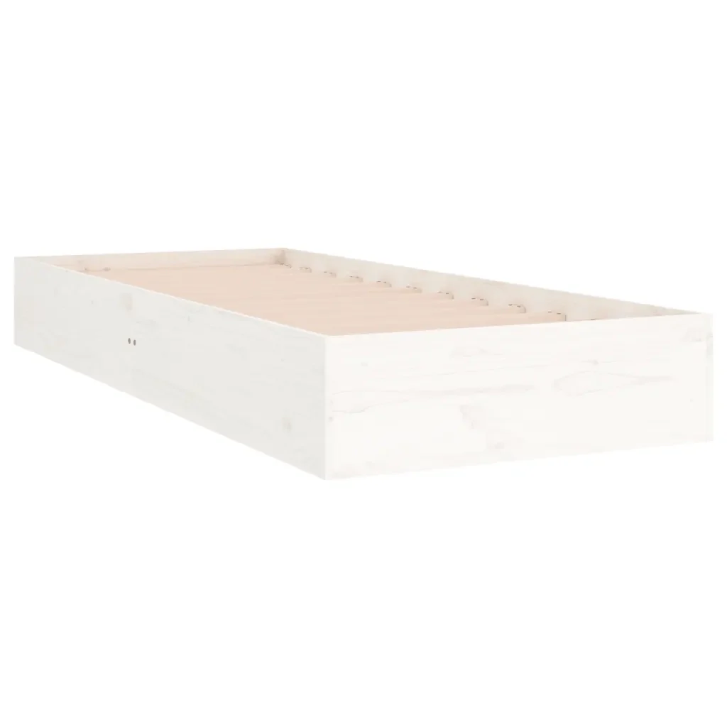 Letto singolo | Letto per adulti | Giroletto Bianco in Legno Massello 90x190 cm Single - Image 3