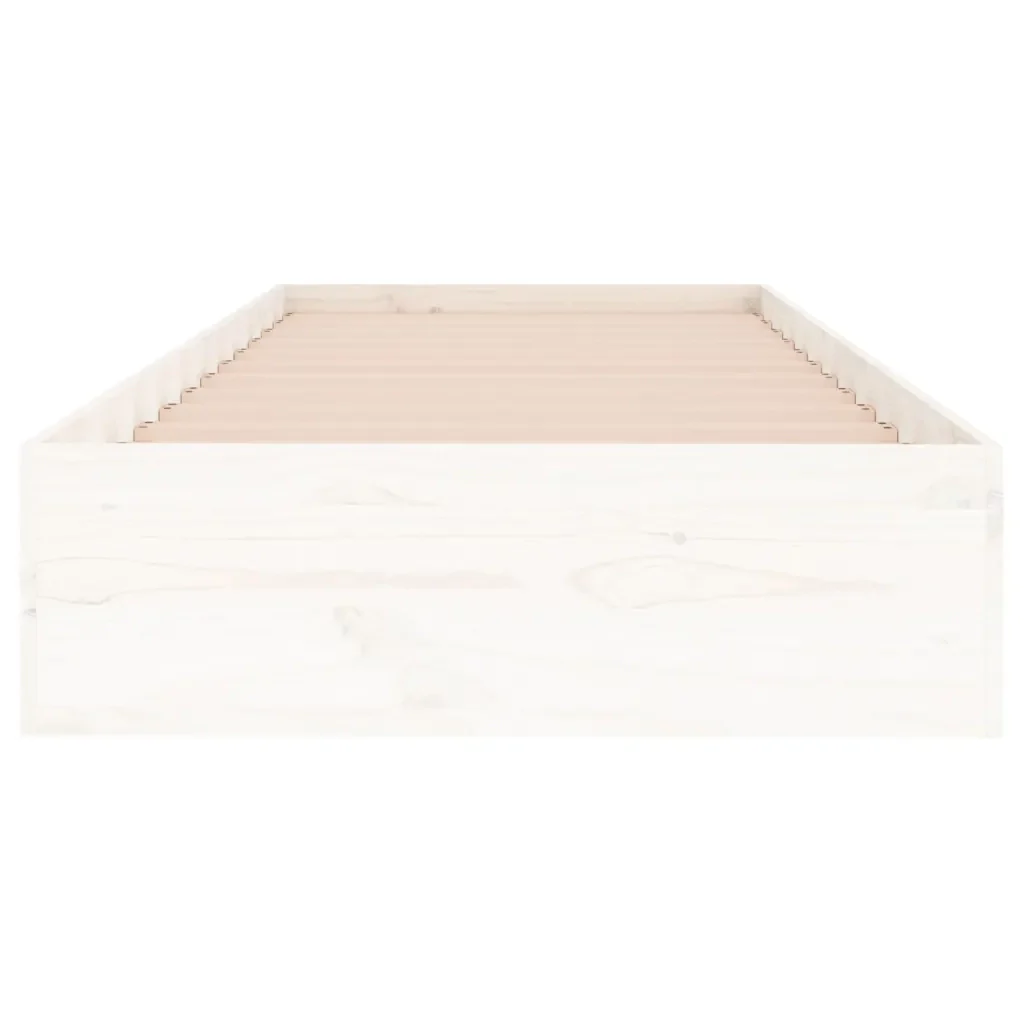 Letto singolo | Letto per adulti | Giroletto Bianco in Legno Massello 90x190 cm Single - Image 5