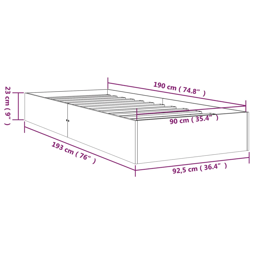 Letto singolo | Letto per adulti | Giroletto Bianco in Legno Massello 90x190 cm Single - Image 9
