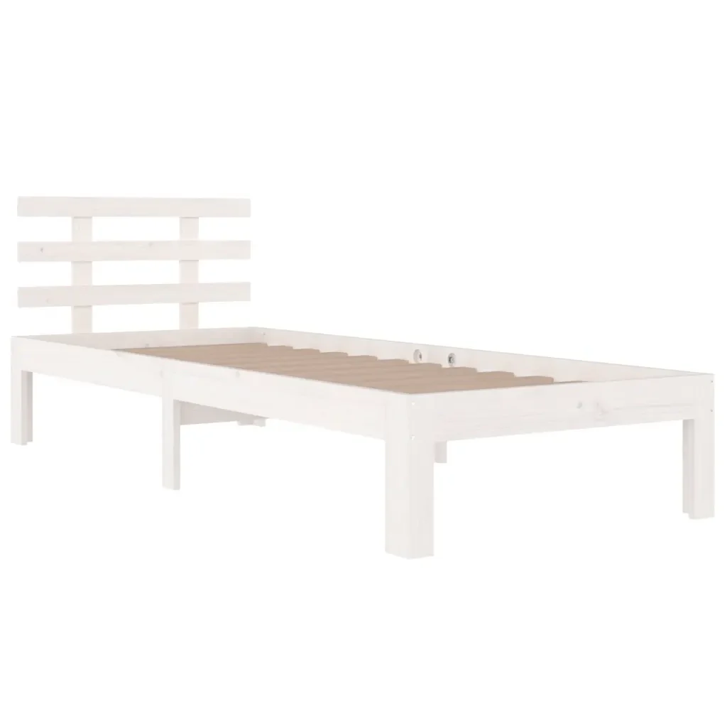 Letto singolo | Letto per adulti | Giroletto Bianco in Legno Massello 90x200 cm - Image 4