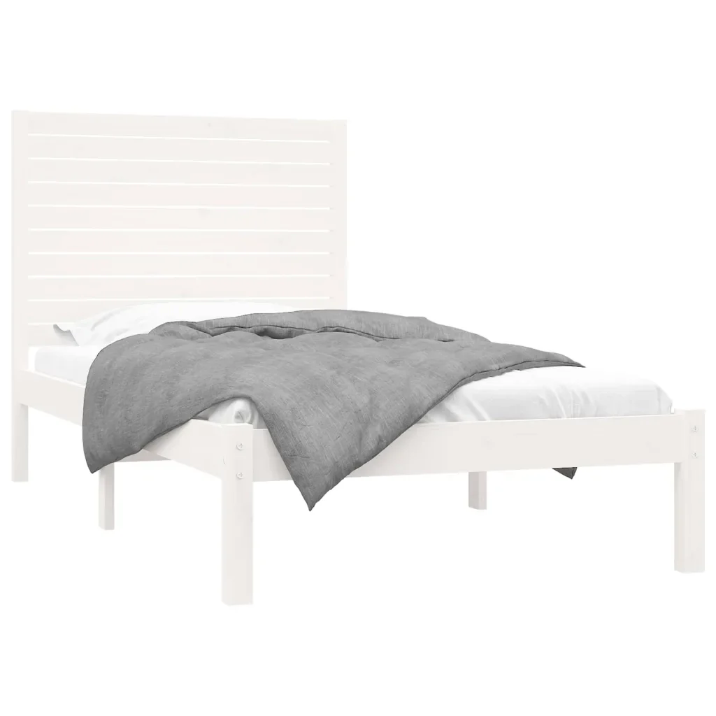 Letto singolo | Letto per adulti | Giroletto Bianco in Legno Massello 90x200 cm - Image 3