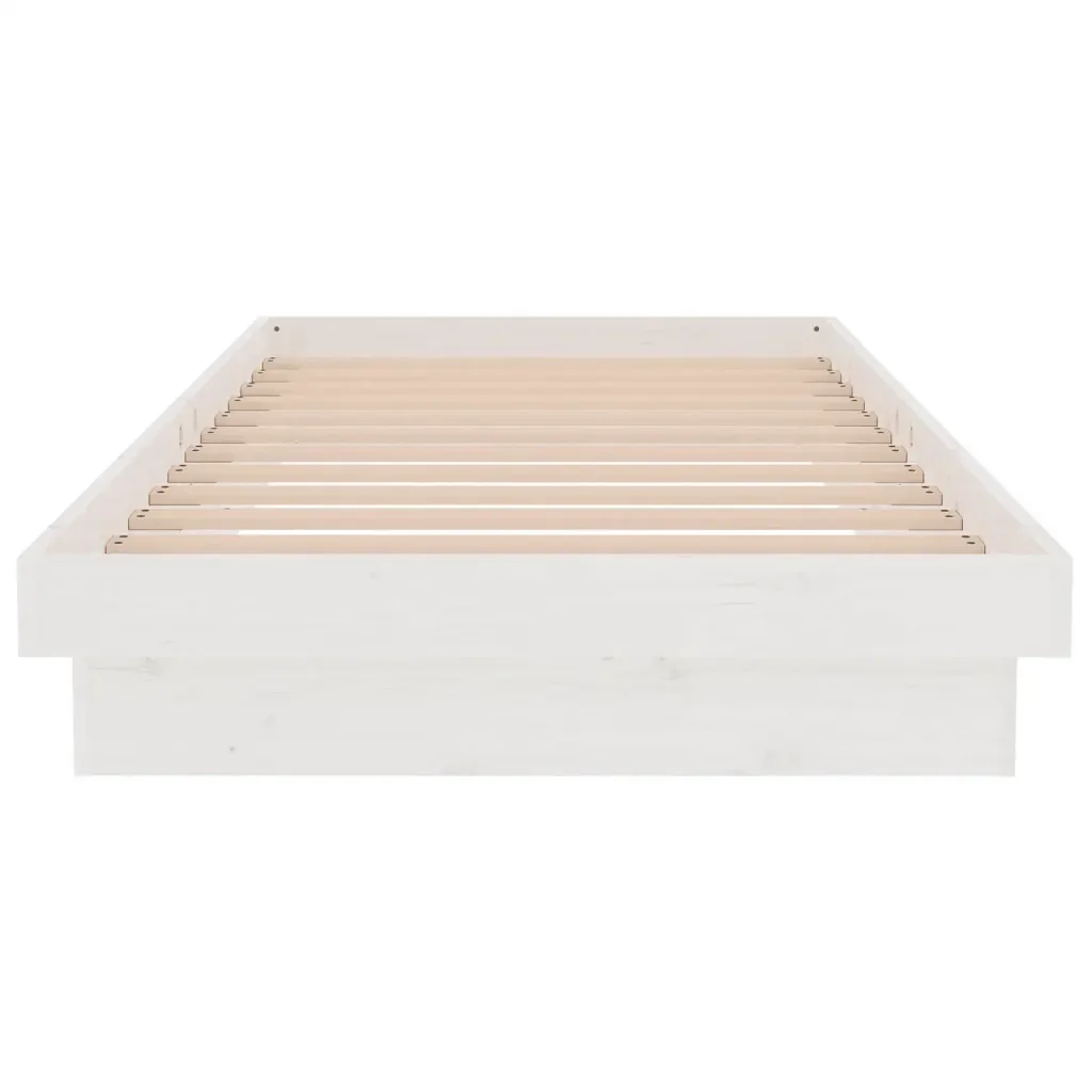 Letto singolo | Letto per adulti | Giroletto Bianco in Legno Massello 90x200 cm - Image 5
