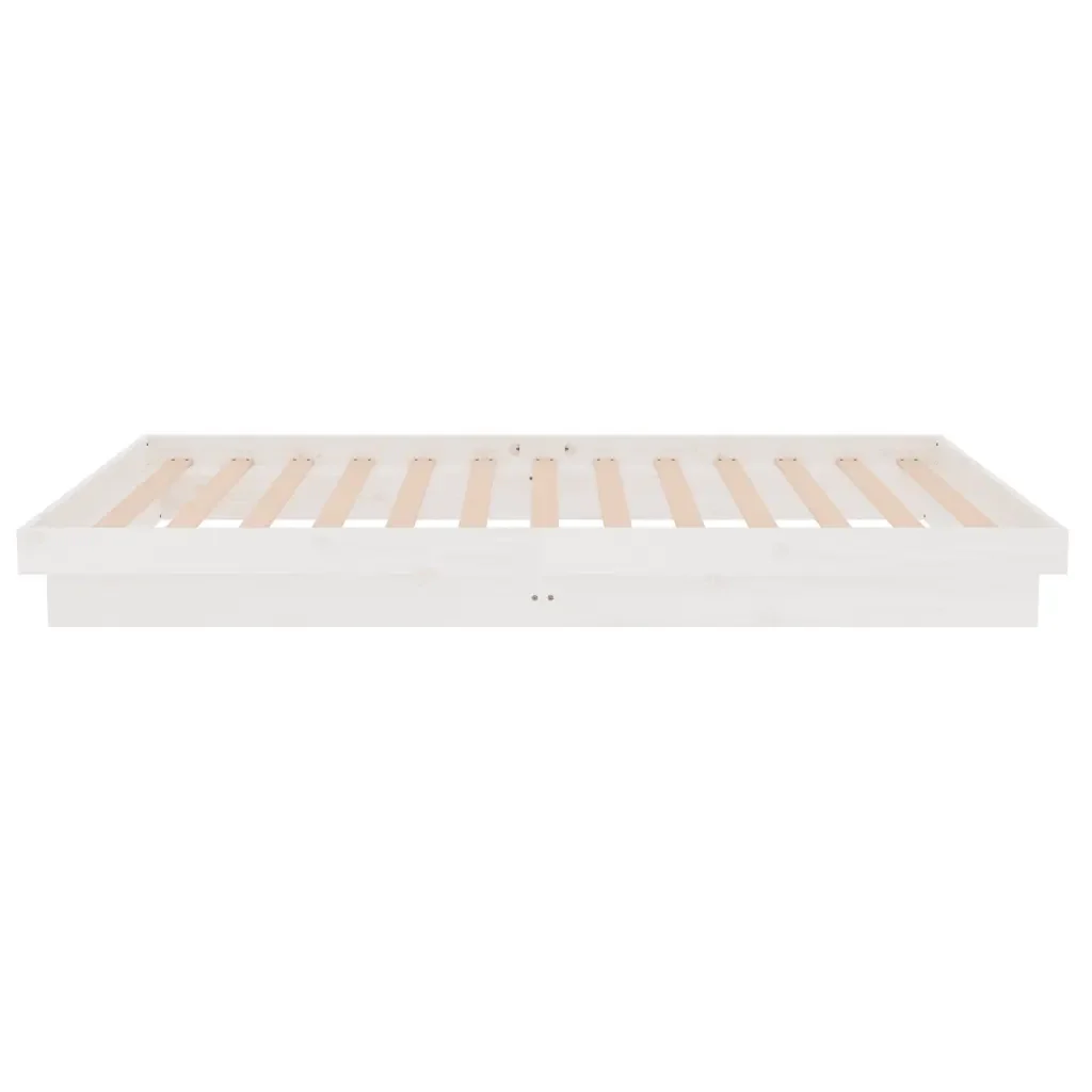 Letto singolo | Letto per adulti | Giroletto Bianco in Legno Massello 90x200 cm - Image 6