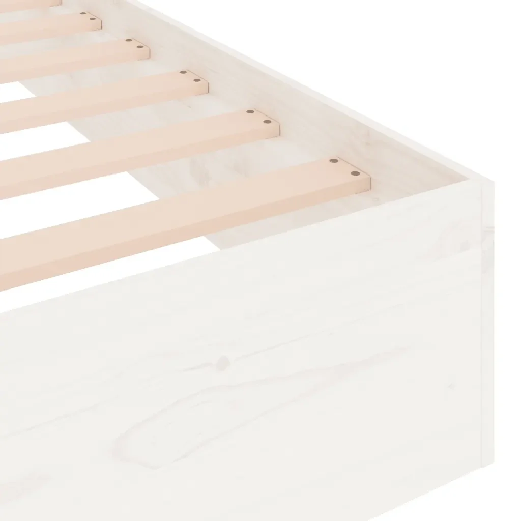 Letto singolo | Letto per adulti | Giroletto Bianco in Legno Massello 90x200 cm - Image 7