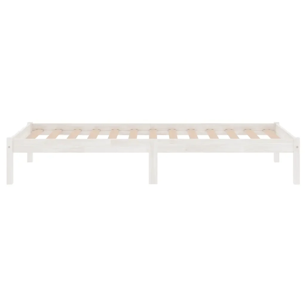 Letto singolo | Letto per adulti | Giroletto Bianco in Legno Massello di Pino 90x200 cm - Image 5