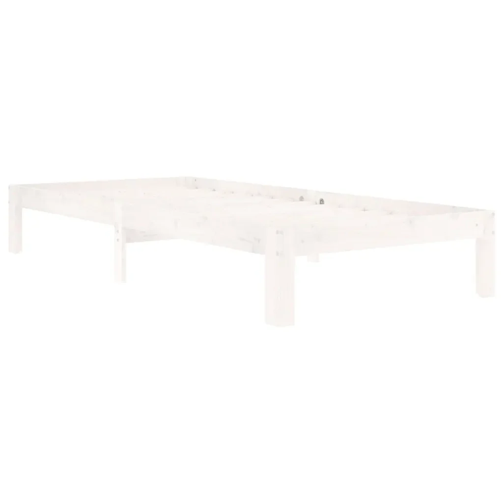 Letto singolo | Letto per adulti | Giroletto Bianco in Legno Massello di Pino 90x200 cm - Image 4