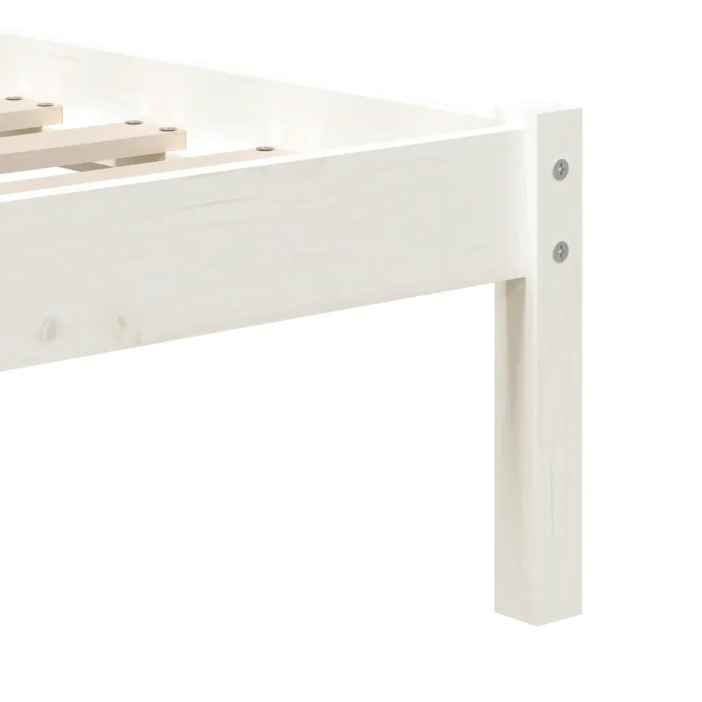 Letto singolo | Letto per adulti | Giroletto Bianco in Legno Massello di Pino 90x200 cm - Image 6