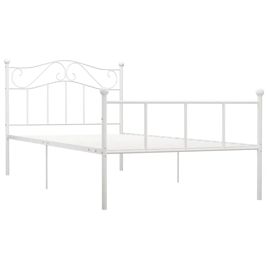 Letto singolo | Letto per adulti | Giroletto Bianco in Metallo 100x200 cm - Image 2