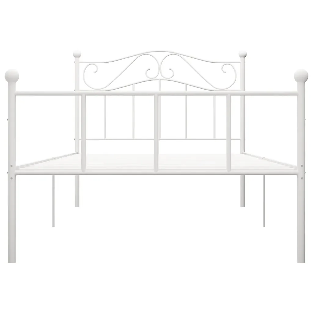 Letto singolo | Letto per adulti | Giroletto Bianco in Metallo 100x200 cm - Image 4