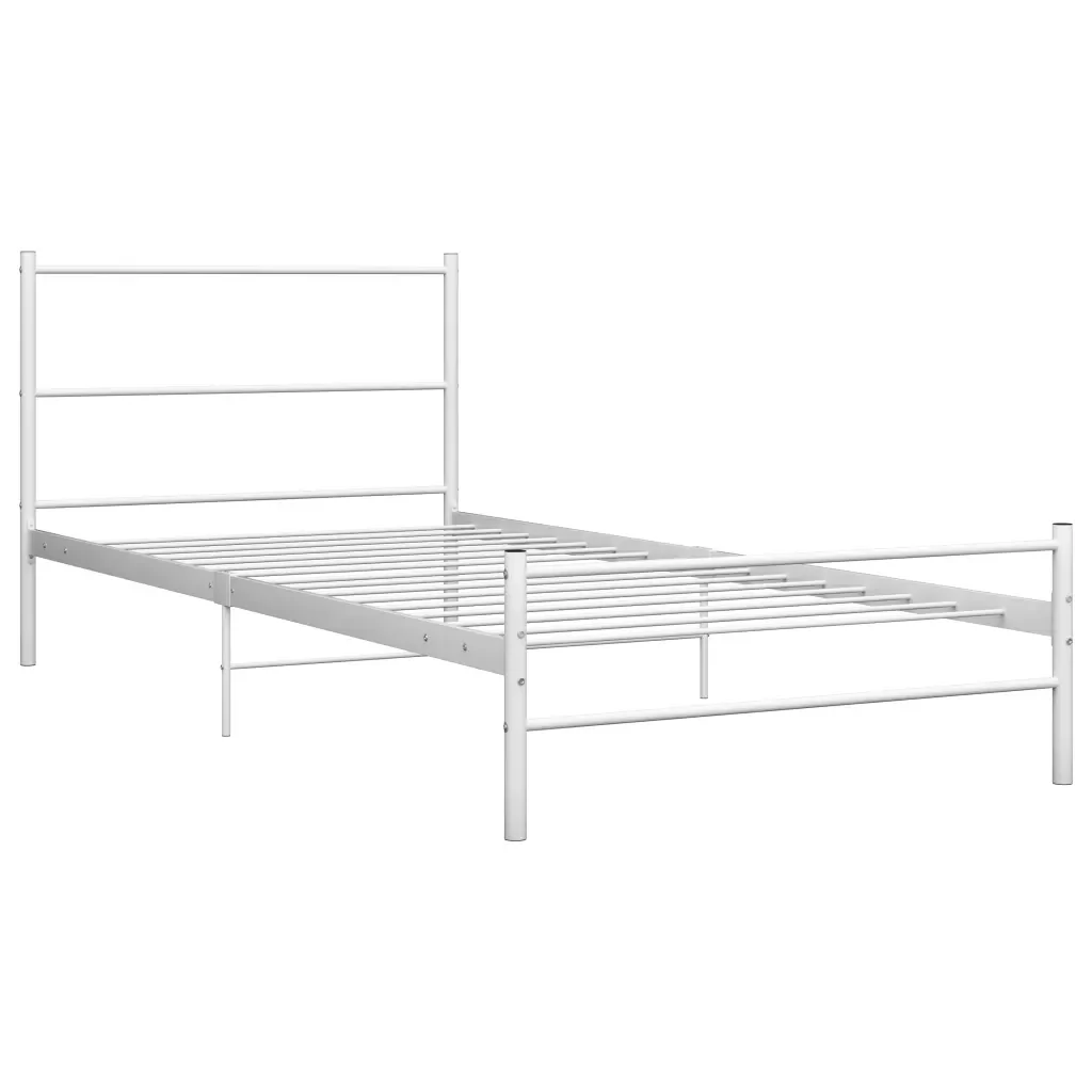 Letto singolo | Letto per adulti | Giroletto Bianco in Metallo 100x200 cm - Image 2