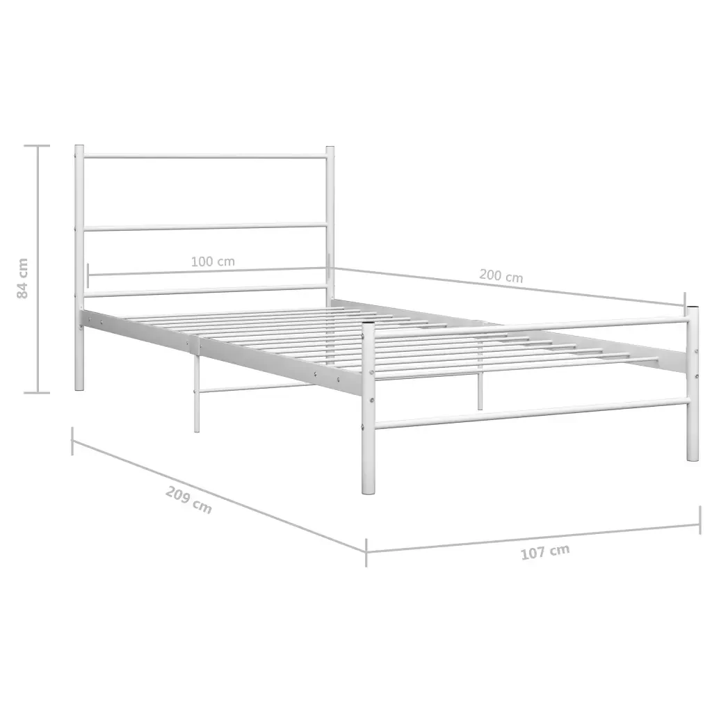 Letto singolo | Letto per adulti | Giroletto Bianco in Metallo 100x200 cm - Image 7