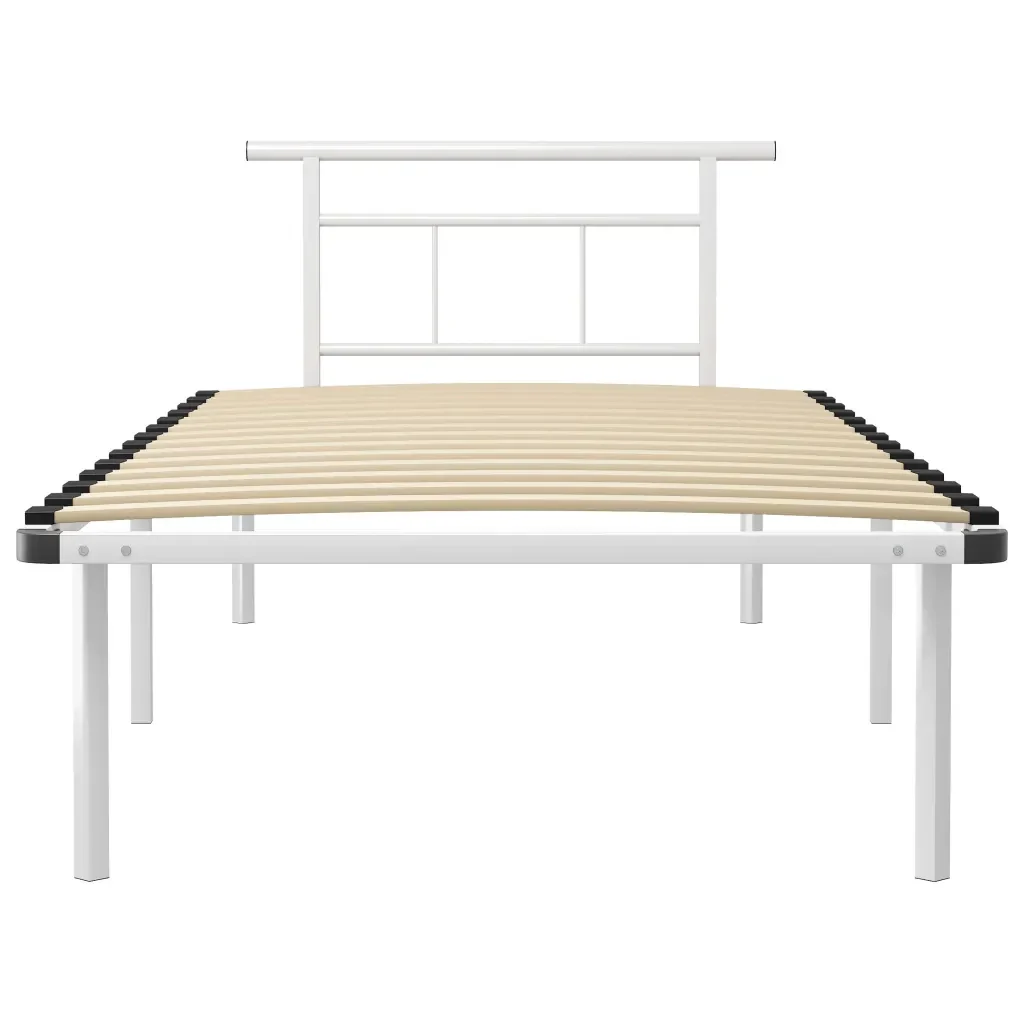 Letto singolo | Letto per adulti | Giroletto Bianco in Metallo 100x200 cm - Image 4