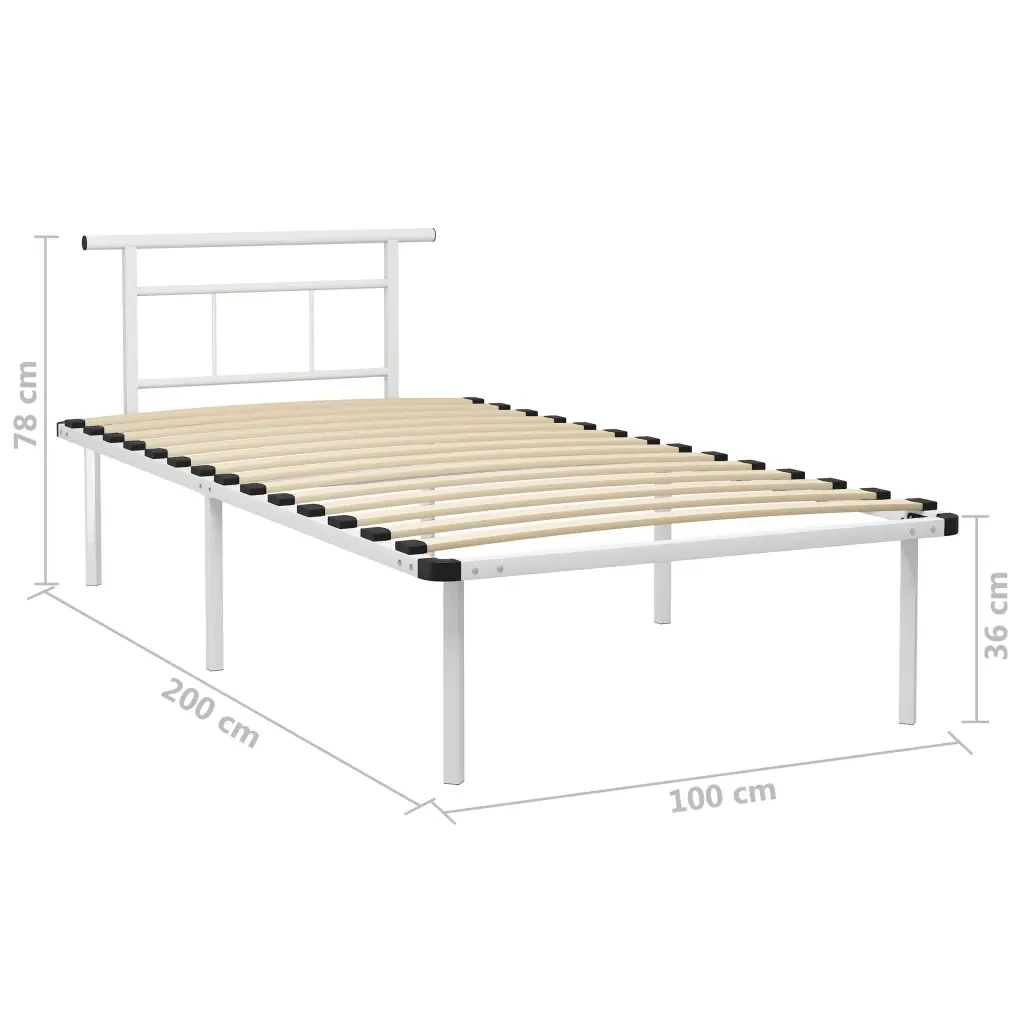 Letto singolo | Letto per adulti | Giroletto Bianco in Metallo 100x200 cm - Image 6